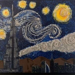 Title Artwork: Starry Night in Dubai - inspired by Vincent Van Goghs Starry Night - Artist Name: Anum Ali
